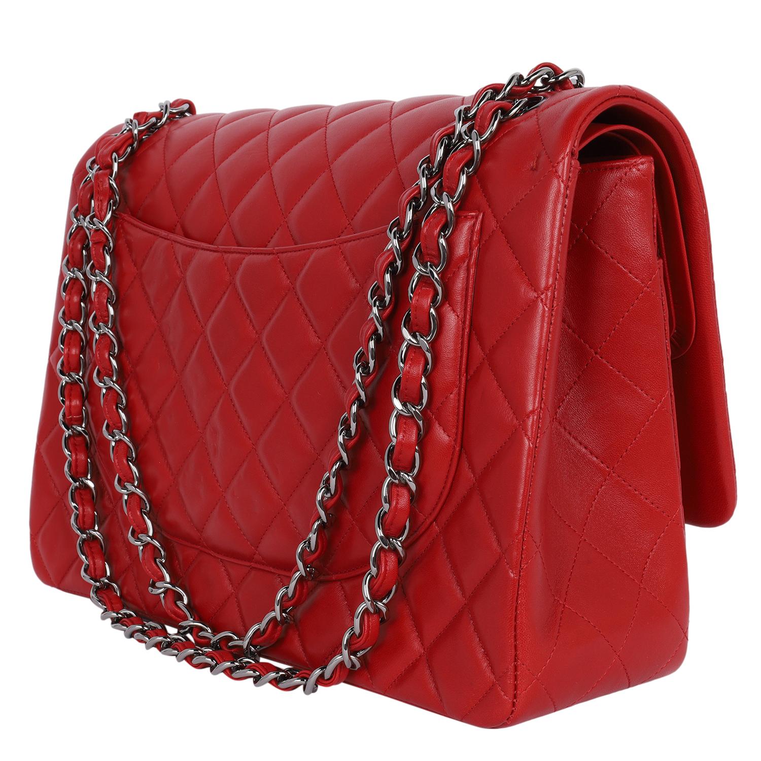 Chanel CC Chanel Quilted Jumbo Classic Double Flap Bag Red 7