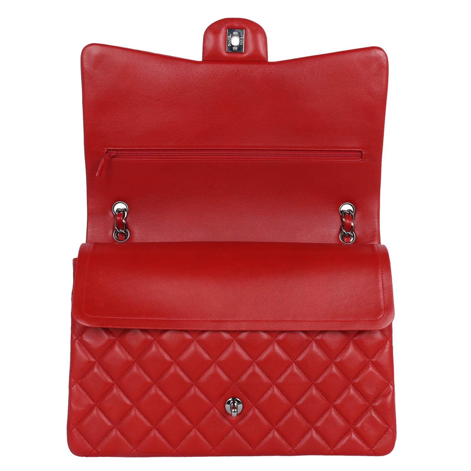 Chanel CC Chanel Quilted Jumbo Classic Double Flap Bag Red 10