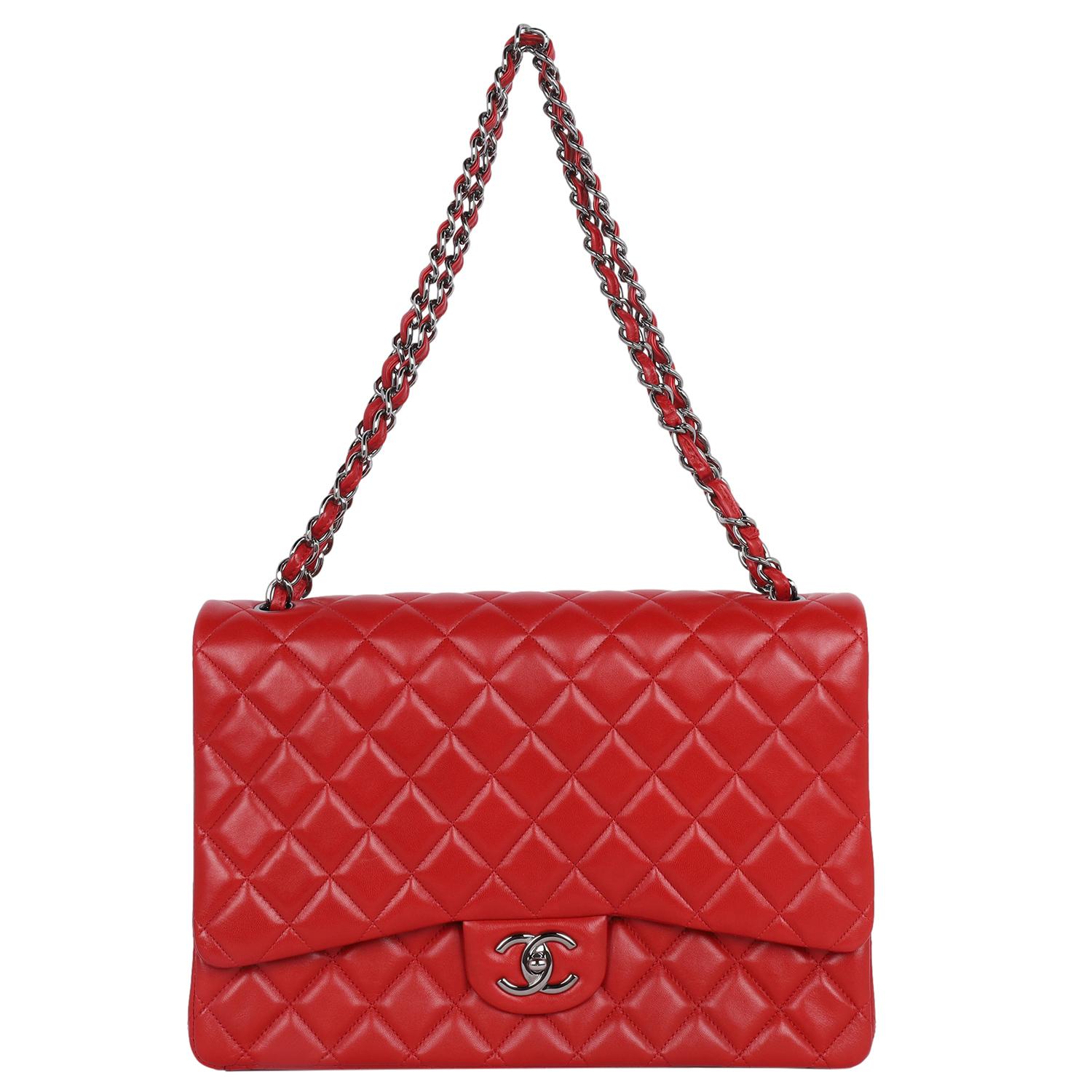 Chanel CC Chanel Quilted Jumbo Classic Double Flap Bag Red In Excellent Condition In Salt Lake Cty, UT