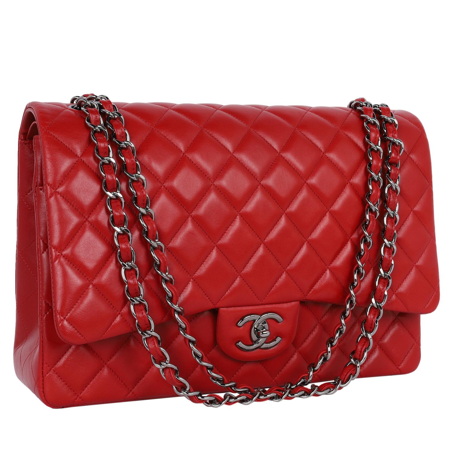 Chanel CC Chanel Quilted Jumbo Classic Double Flap Bag Red 1