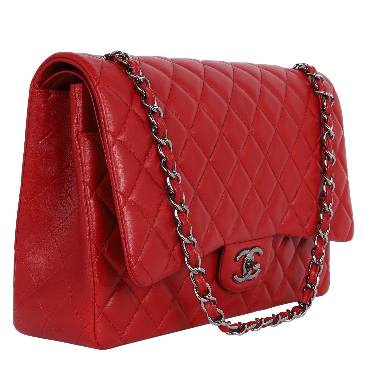 Chanel CC Chanel Quilted Jumbo Classic Double Flap Bag Red 2