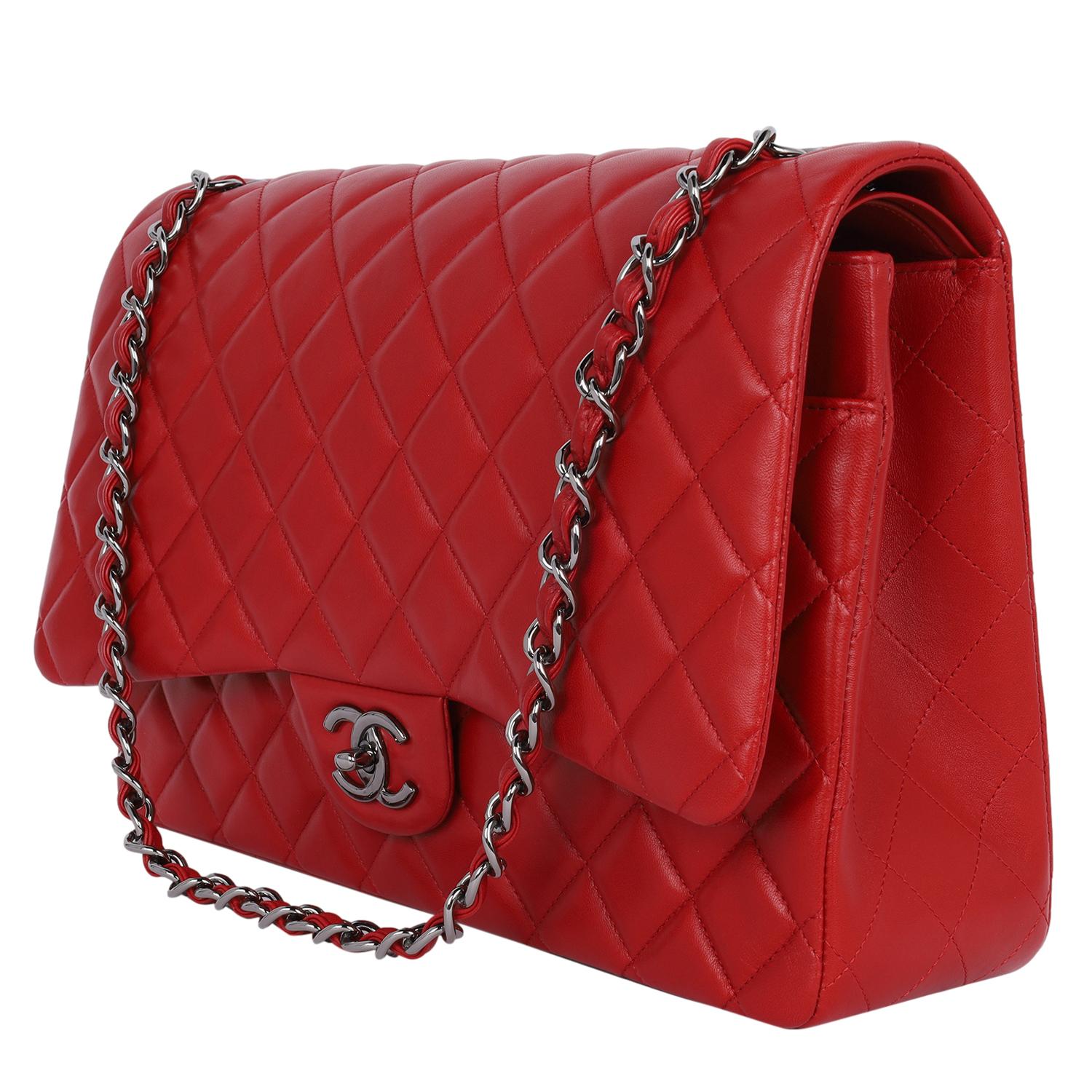 Chanel CC Chanel Quilted Jumbo Classic Double Flap Bag Red 3