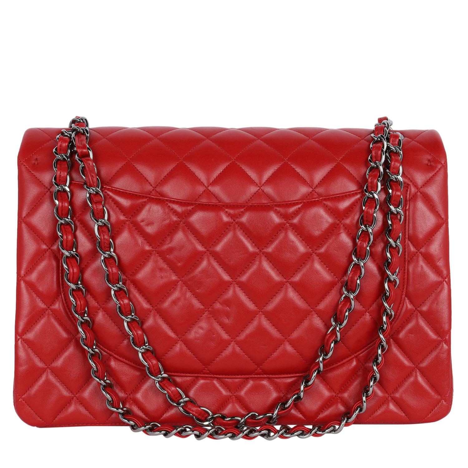 Chanel CC Chanel Quilted Jumbo Classic Double Flap Bag Red 4