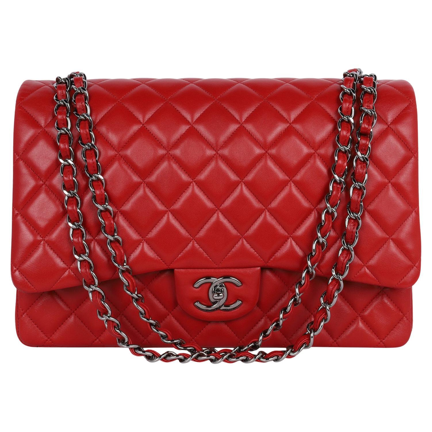 Chanel CC Chanel Quilted Jumbo Classic Double Flap Bag Red