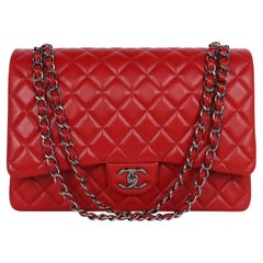 Chanel CC Chanel Quilted Jumbo Classic Double Flap Bag Red