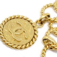 CHANEL CC Charm Braided Gold Metal Chain Link Double Waist Belt