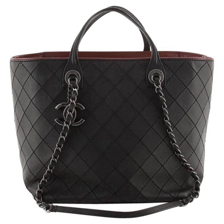Chanel CC Charm Chain Shopping Tote Quilted Calfskin Large at 1stDibs