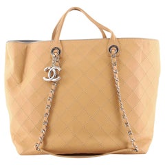 Chanel CC Charm Chain Shopping Tote Quilted Calfskin XL