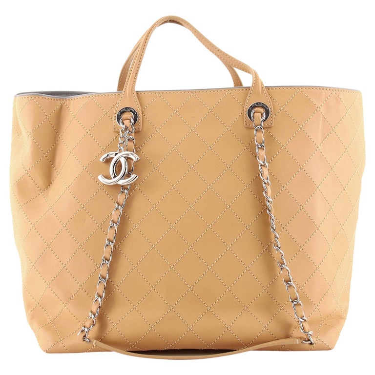 Chanel CC Charm Chain Shopping Tote Quilted Calfskin XL at 1stDibs
