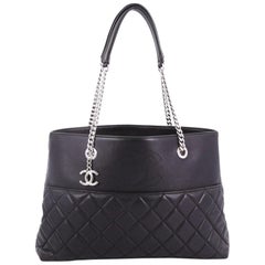 Chanel CC Charm Open Shopping Tote Quilted Lambskin Large