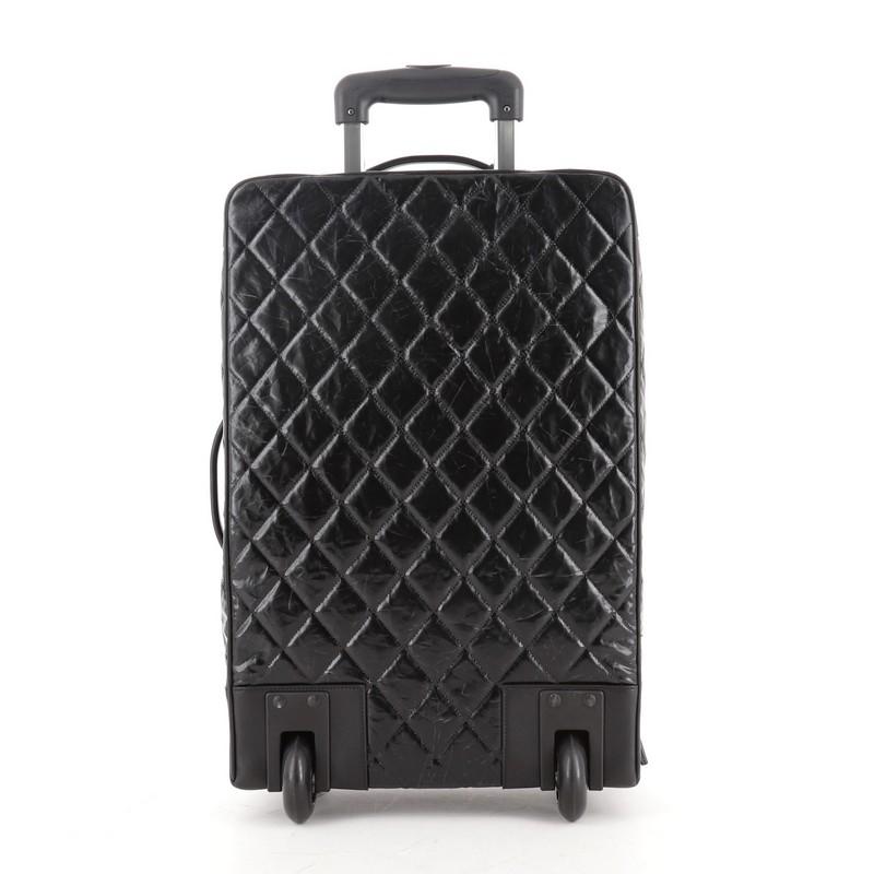 Chanel CC Charm Rolling Trolley Quilted Coated Canvas In Good Condition In NY, NY