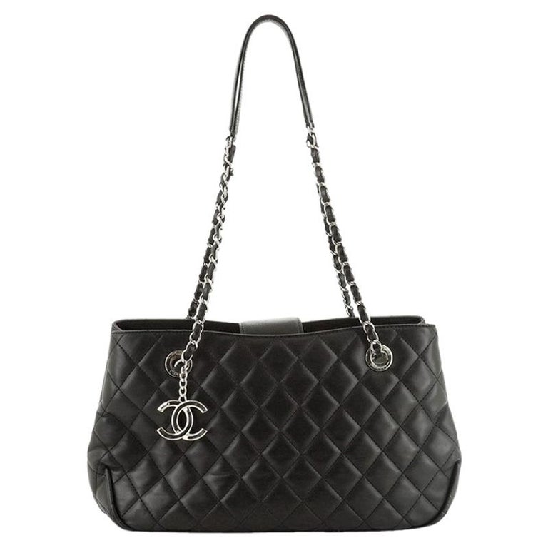 Chanel CC Charm Shopping Tote Quilted Lambskin Small at 1stDibs