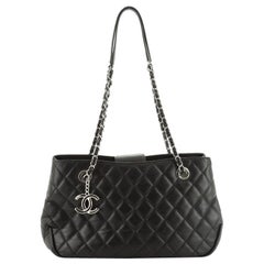 Chanel CC Charm Shopping Tote Quilted Lambskin Small