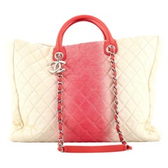 Chanel CC Charm Shopping Tote Quilted Ombre Caviar Large