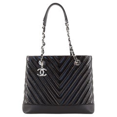 Chanel CC Charm Tote Chevron Patent Medium