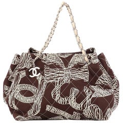 Chanel CC Charm Tote Quilted Printed Canvas Large