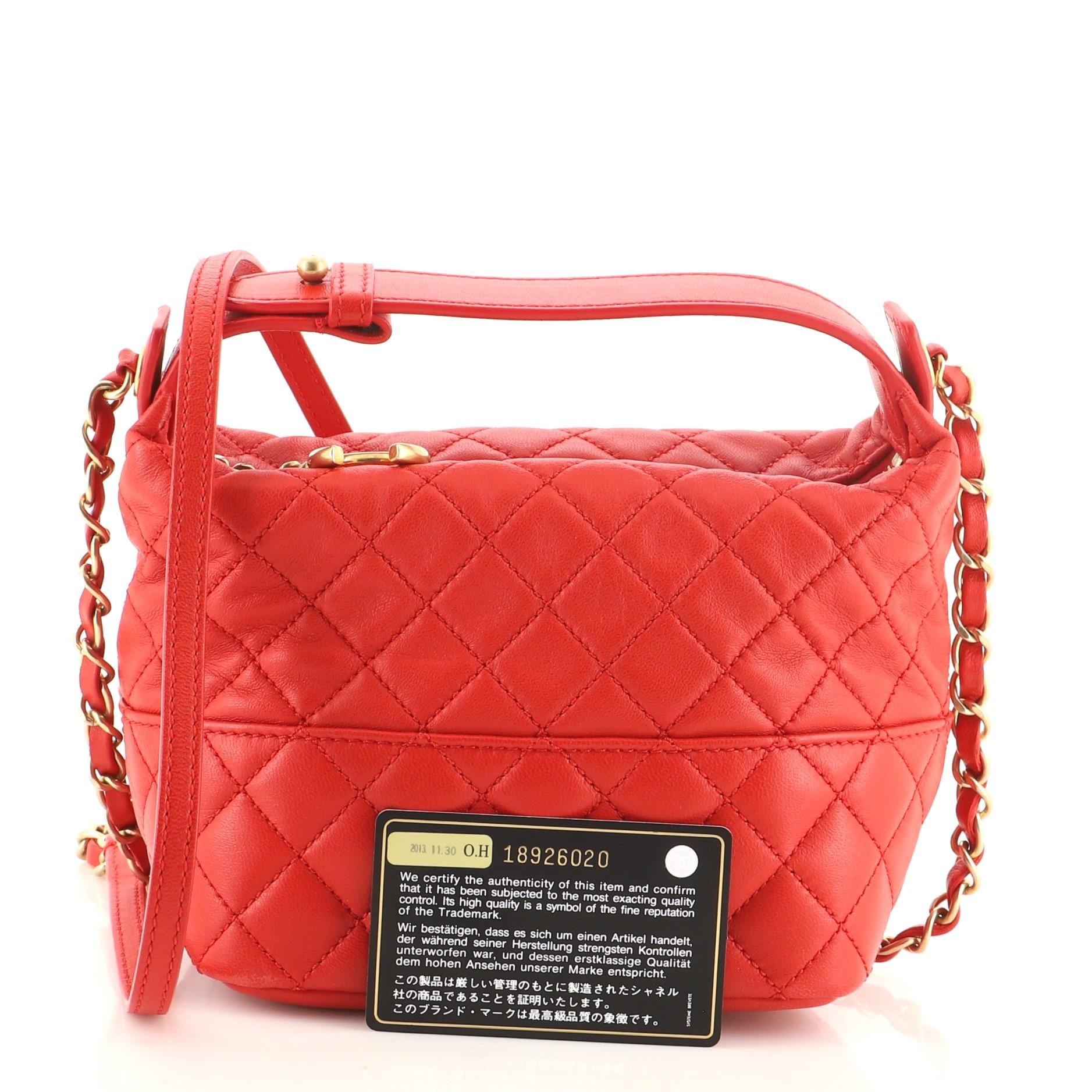 Chanel CC Charm Zip Hobo Quilted Lambskin Mini at 1stDibs