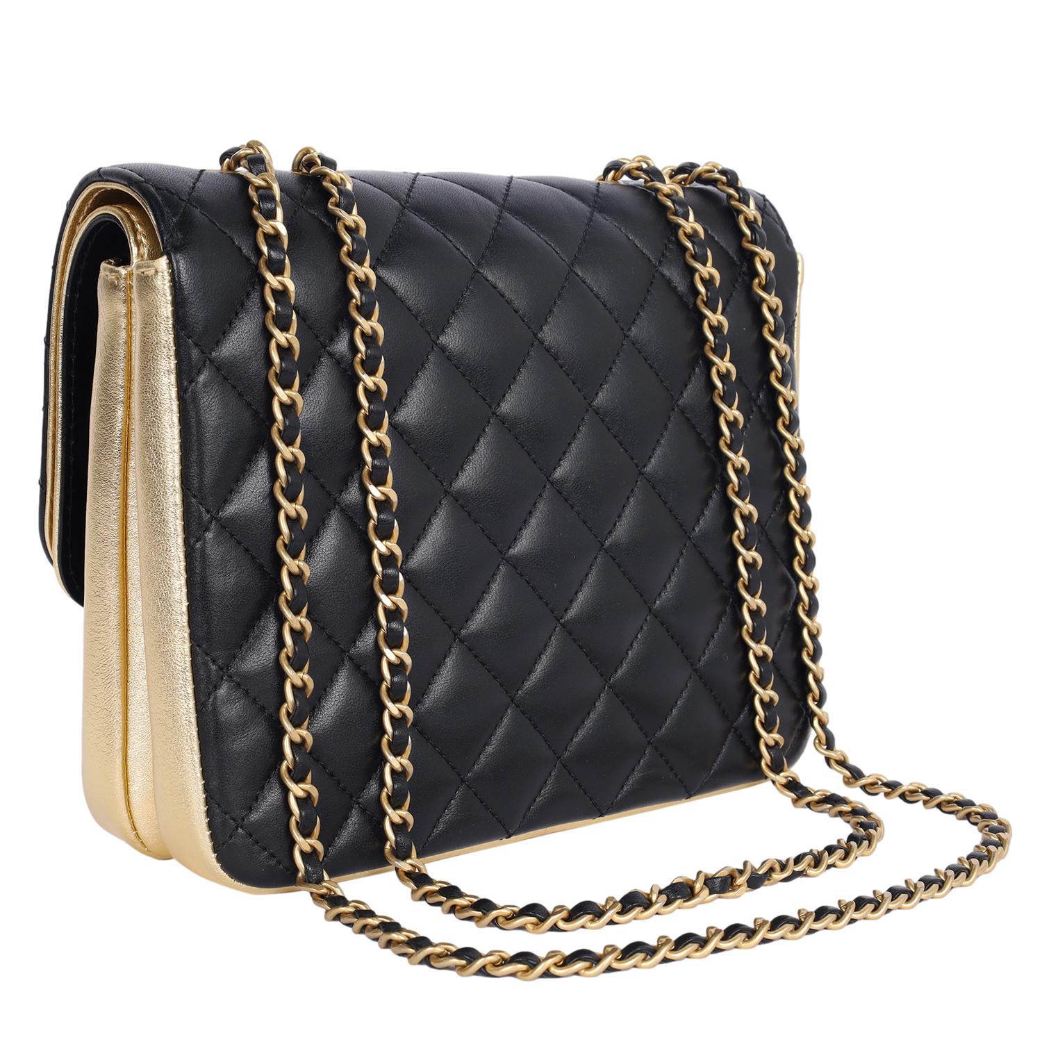 Chanel CC Double Flap Gesteppte Lammleder Medium Crossbody Tasche im Angebot 2