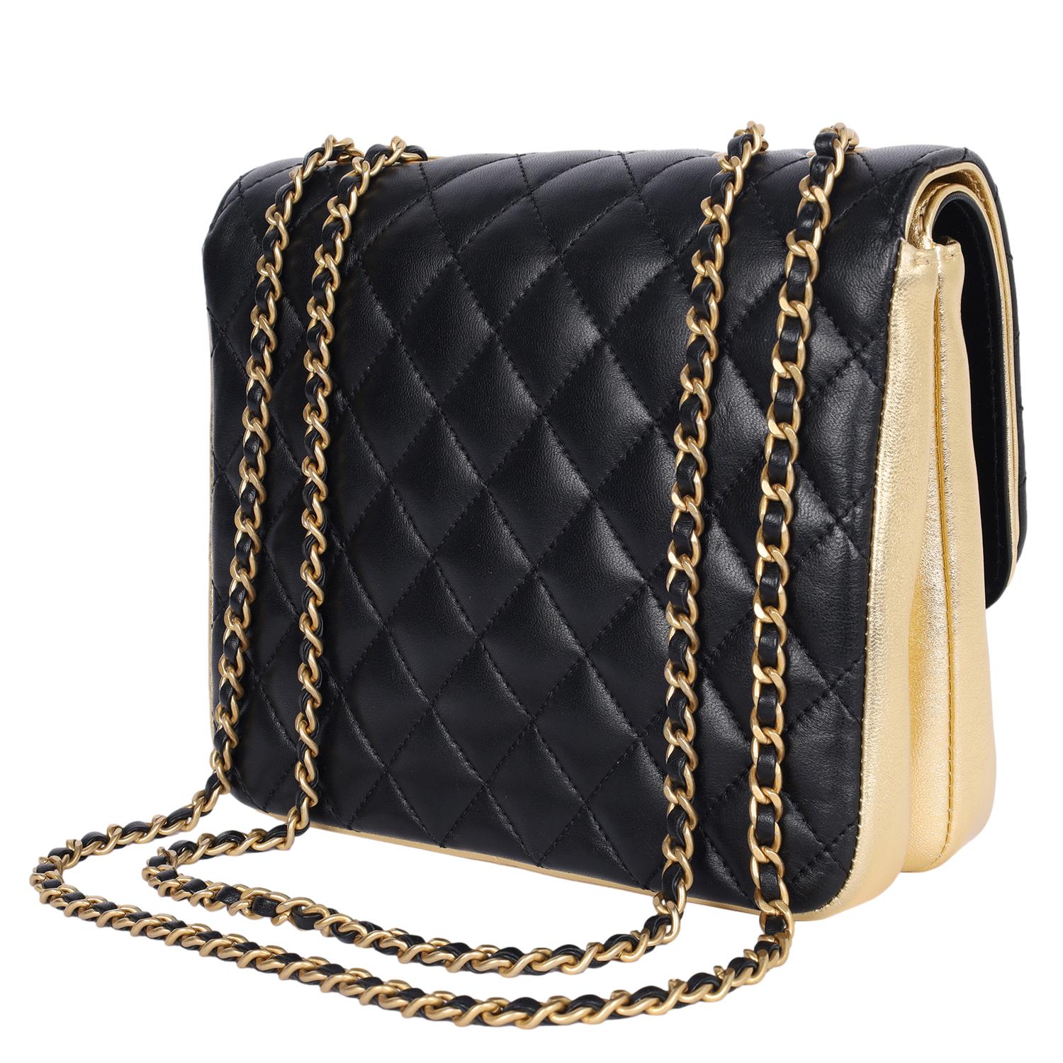 Chanel CC Double Flap Gesteppte Lammleder Medium Crossbody Tasche im Angebot 3