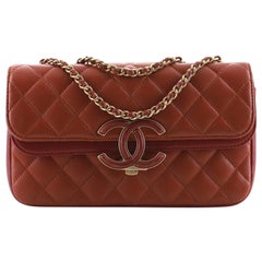 Chanel CC Chic Double Flap Bag Gestepptes Lammleder Klein