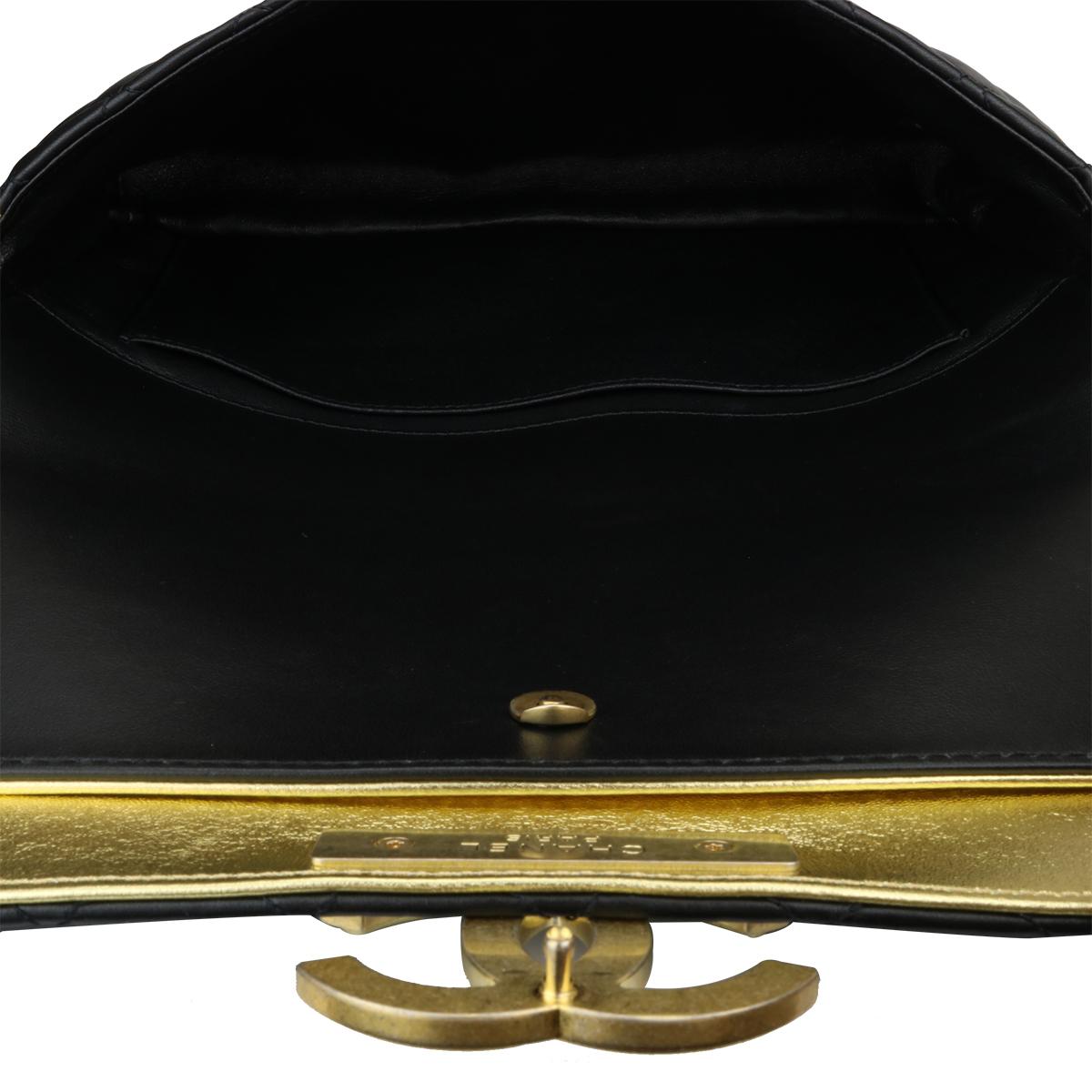 CHANEL CC Chic Flap Bag Black and Gold Lambskin with Brushed Gold Hardware 2019 10