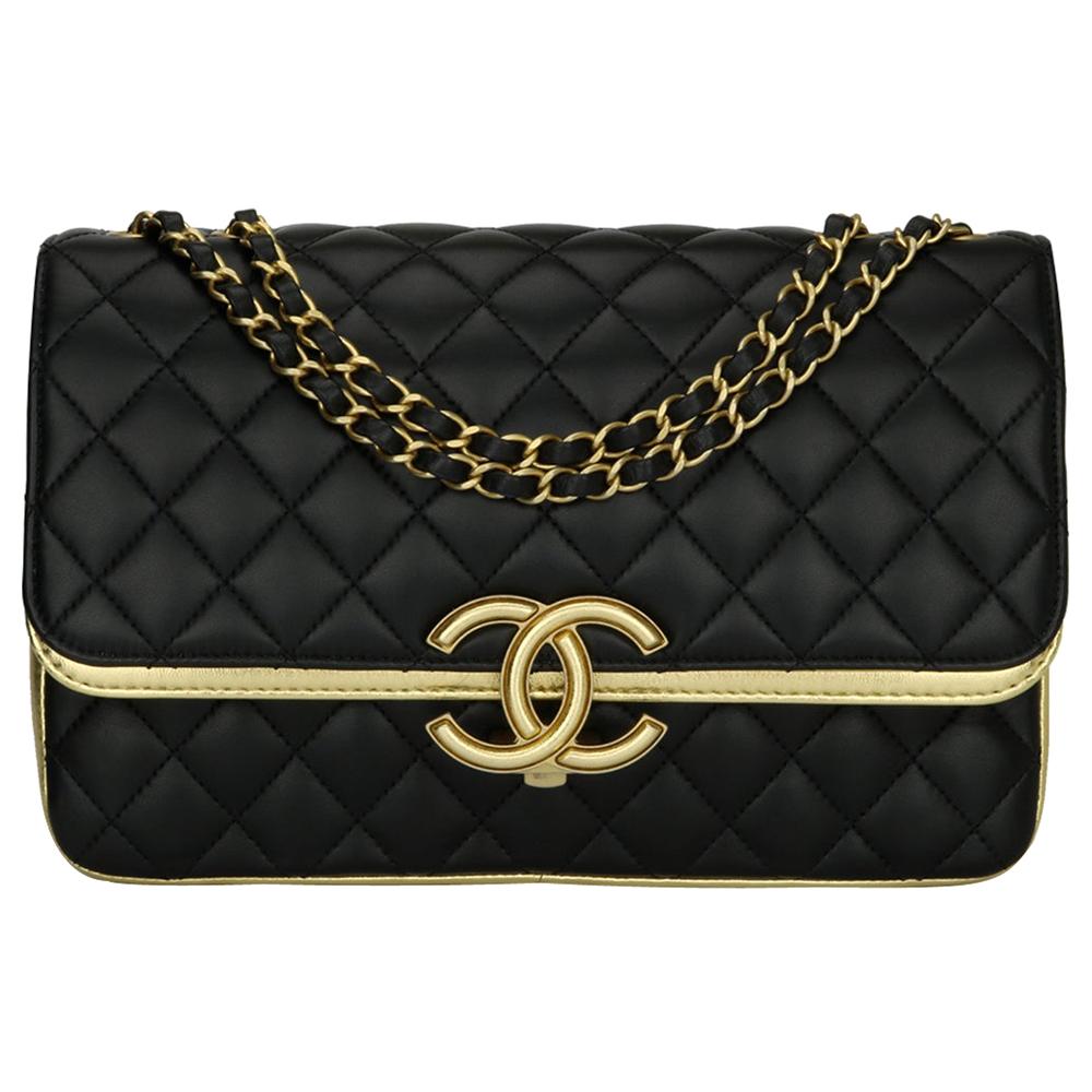 CHANEL CC Chic Flap Bag Black and Gold Lambskin with Brushed Gold Hardware 2019