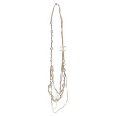 Chanel CC Choker Necklace Metal with Faux Tahiti Pearls and Beads.