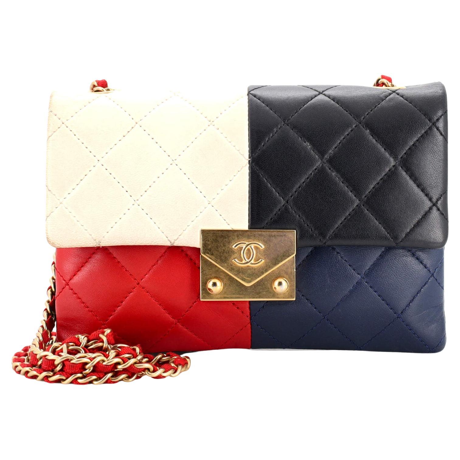 Chanel CC Clasp Chain Flap Bag Multicolor Quilted Lambskin Small