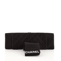 Chanel CC Clasp Frame Clutch Quilted Satin Extra Long