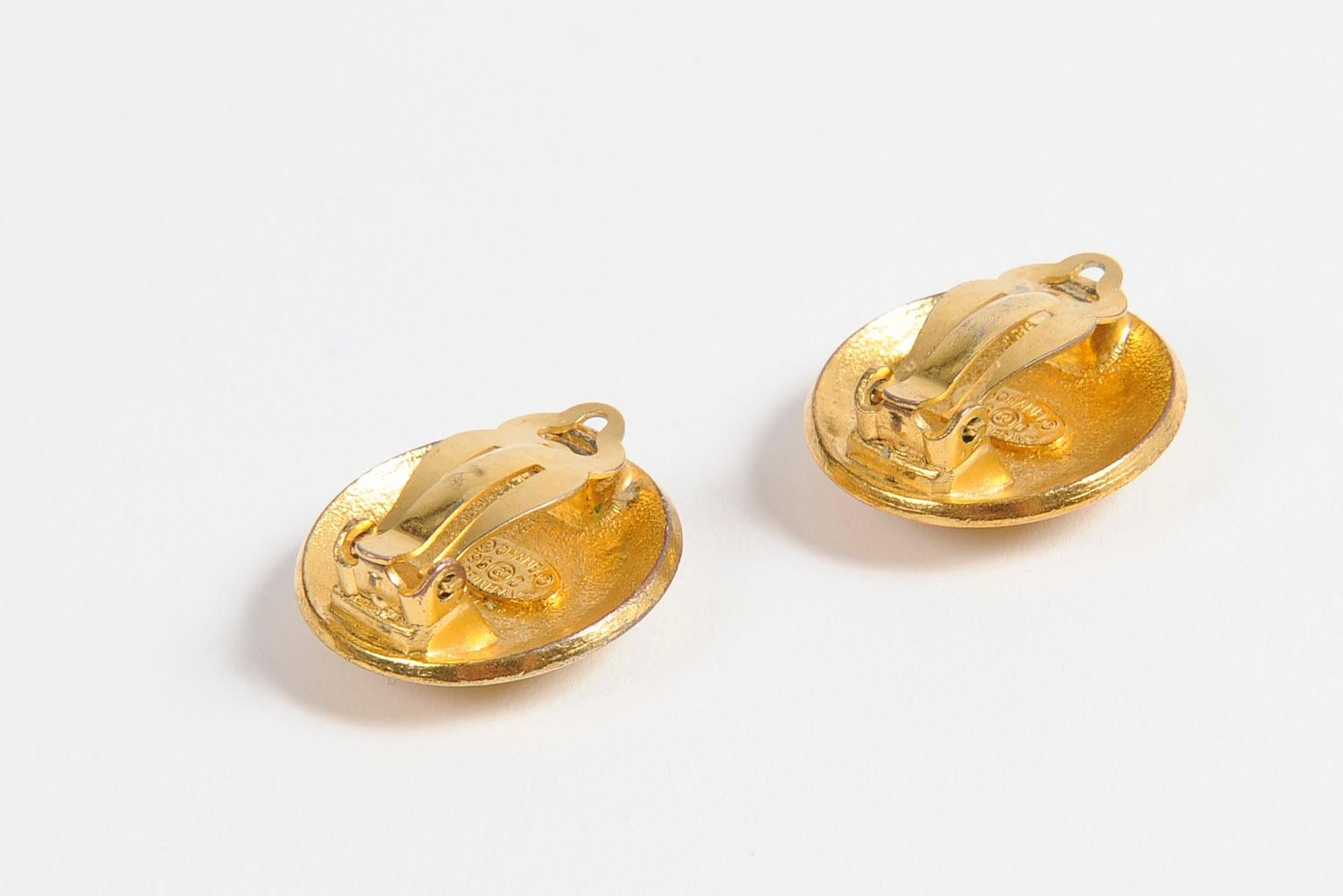 Chanel Gold-Tone CC Clip-On Earrings For Sale 3