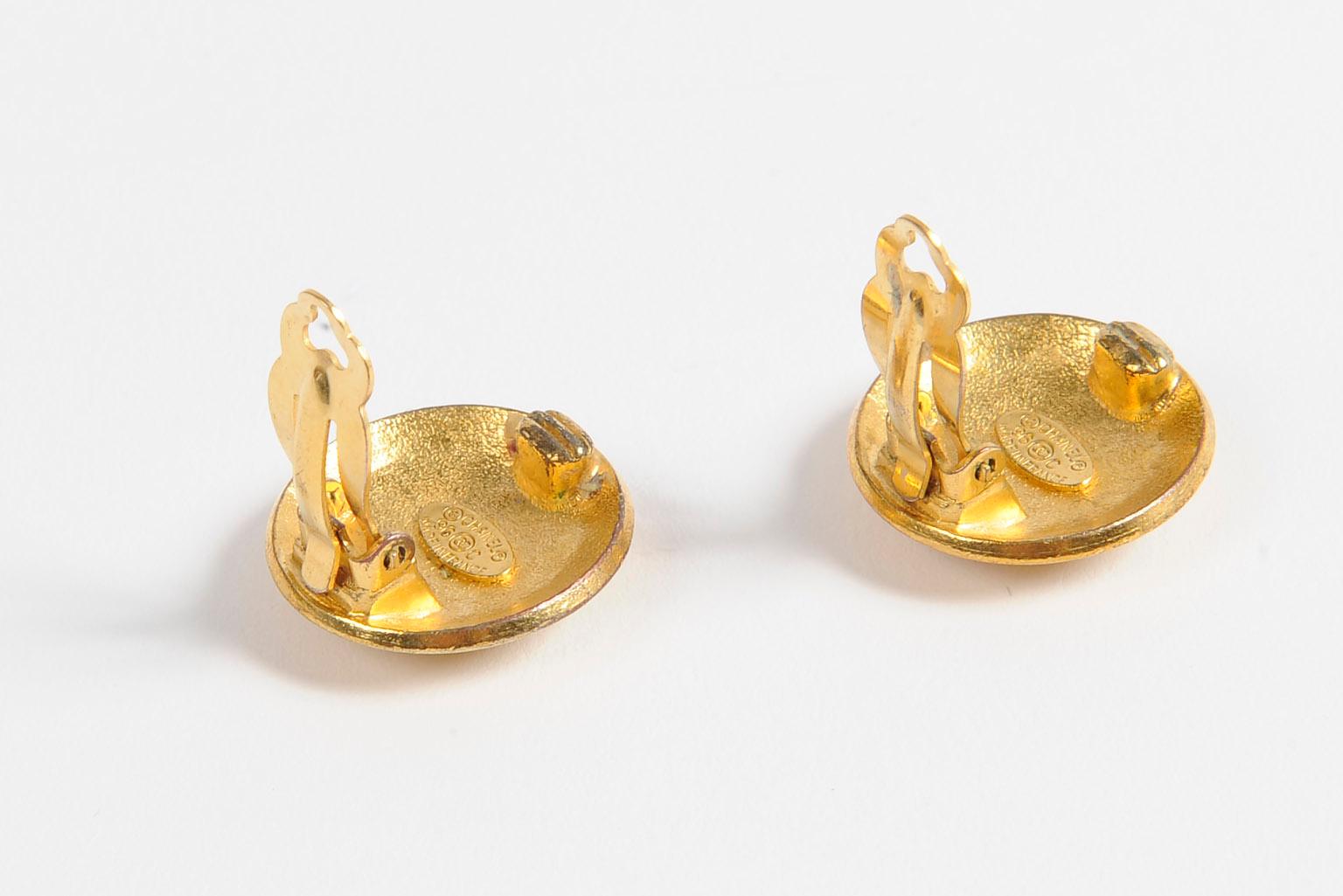 Chanel Gold-Tone CC Clip-On Earrings For Sale 4