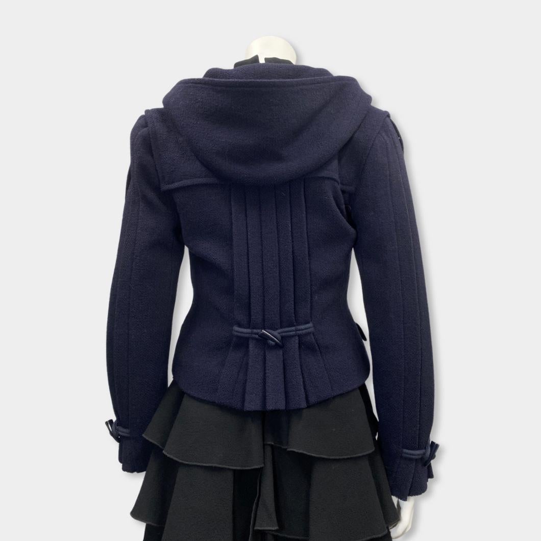 Chanel CC Closure Navy Duffle Jacket For Sale 2