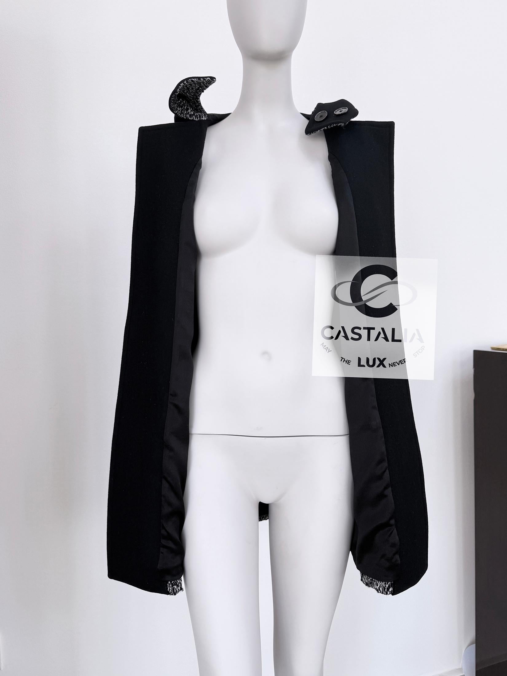 Chanel CC Closures Schwarzer Tweed Parka-Mantel 34 FR im Angebot 12