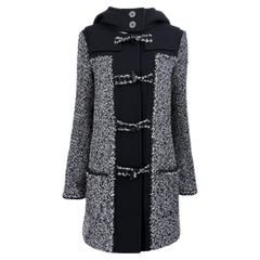 Chanel CC Closures Black Tweed Parka Coat 34 FR