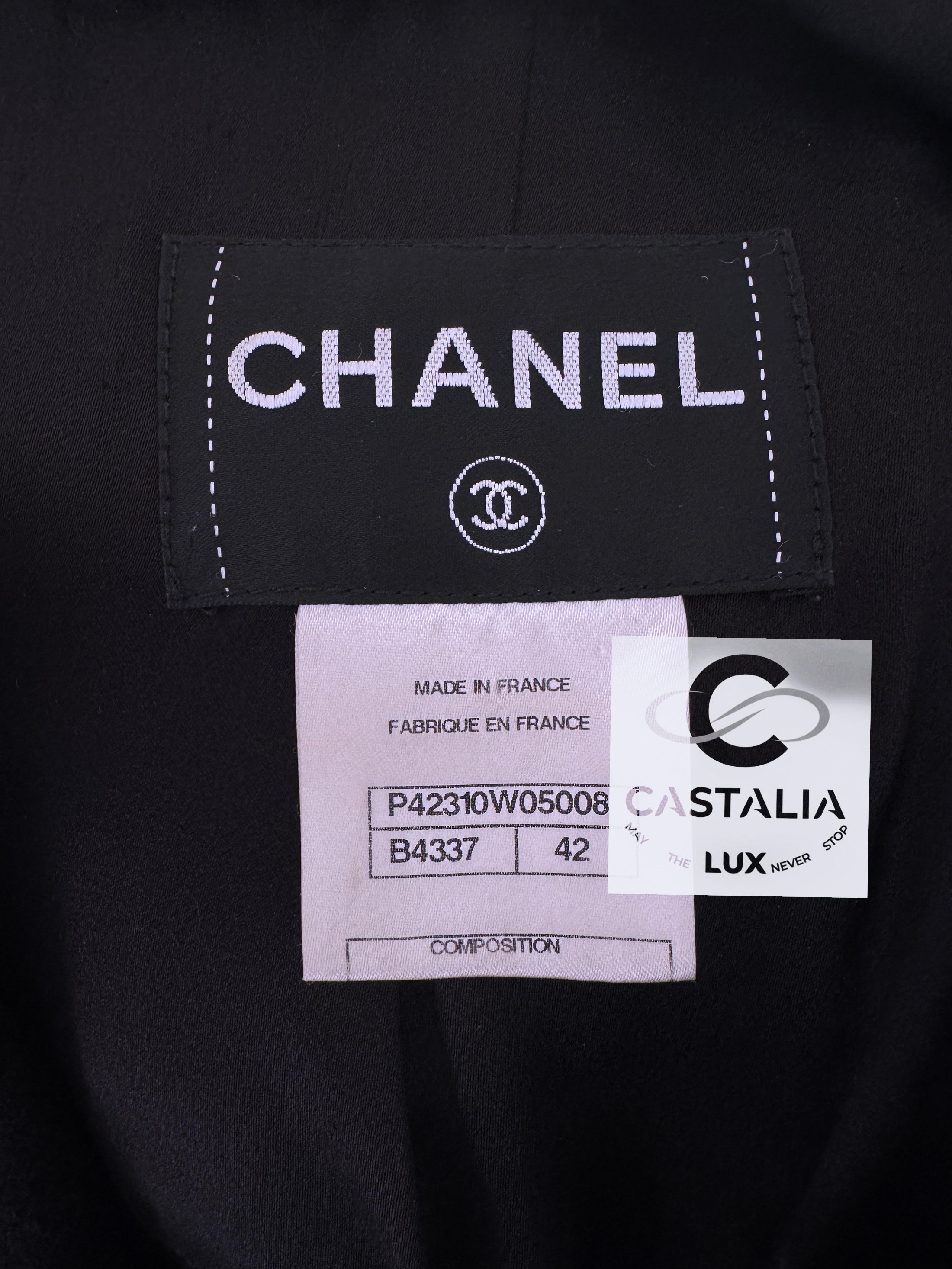 Chanel CC Cierres Abrigo Parka Tweed Borgoña 42 FR en venta 14