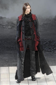 Chanel CC Closures Burgundy Tweed Parka Coat 42 FR