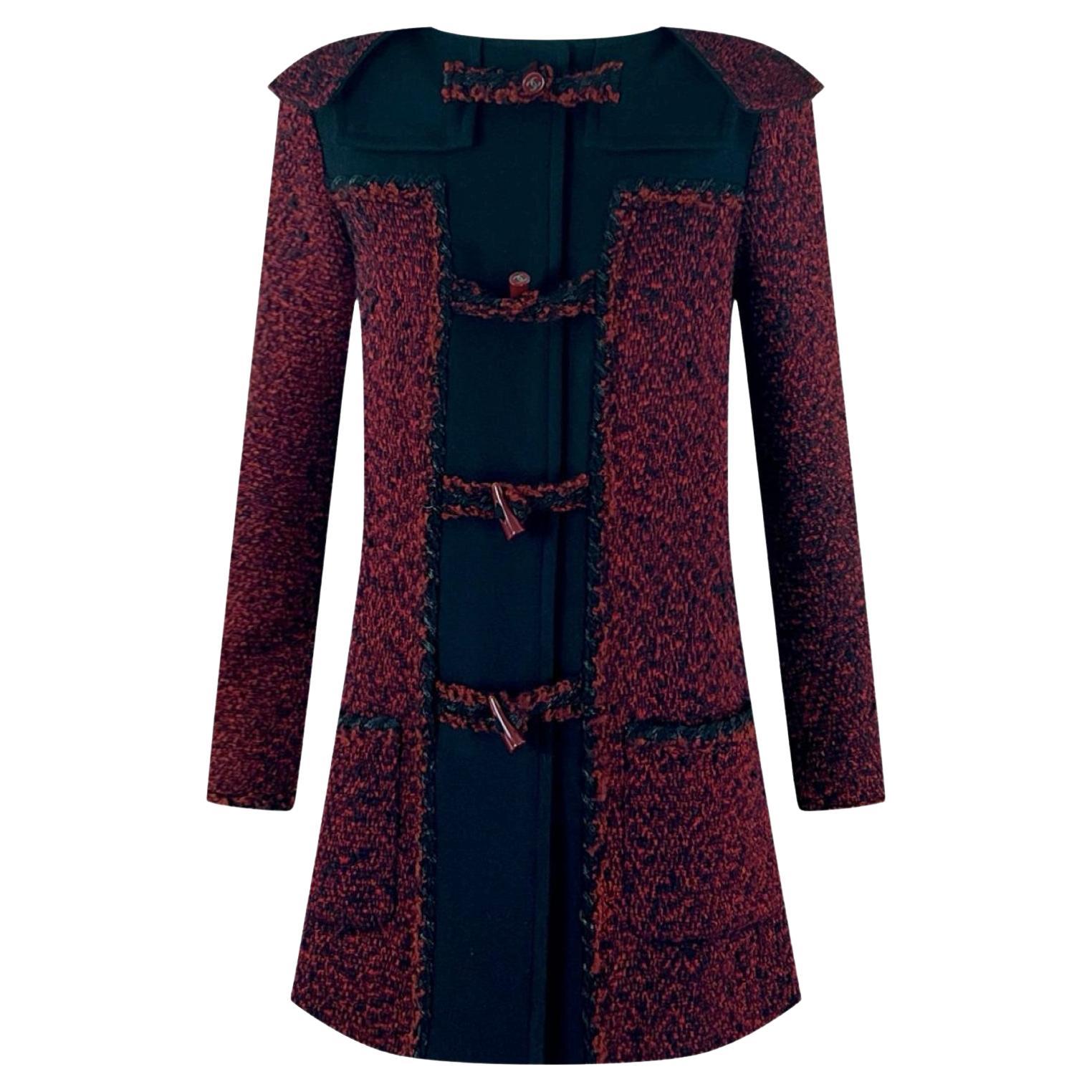 Chanel CC Closures Cappotto Parka in tweed bordeaux 42 FR