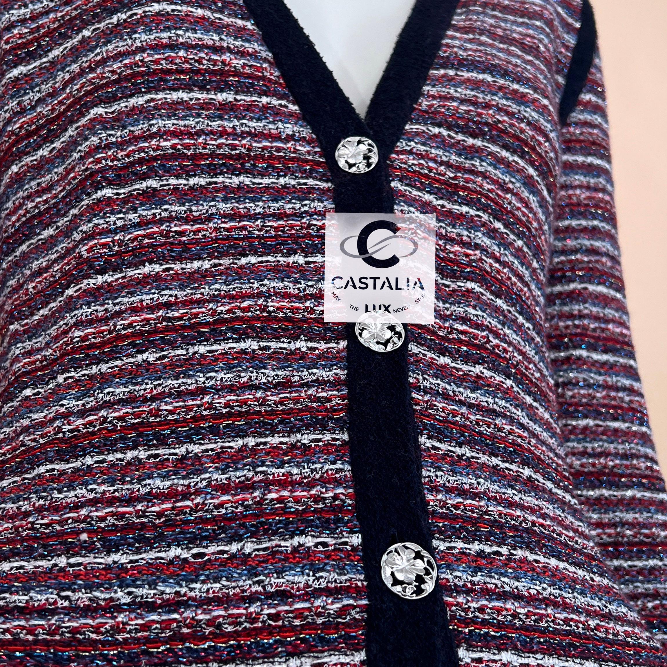 Black Chanel CC Clover Buttons Shimmering Cardigan