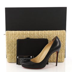 Chanel CC Clutch Quilted Woven Raffia Medium