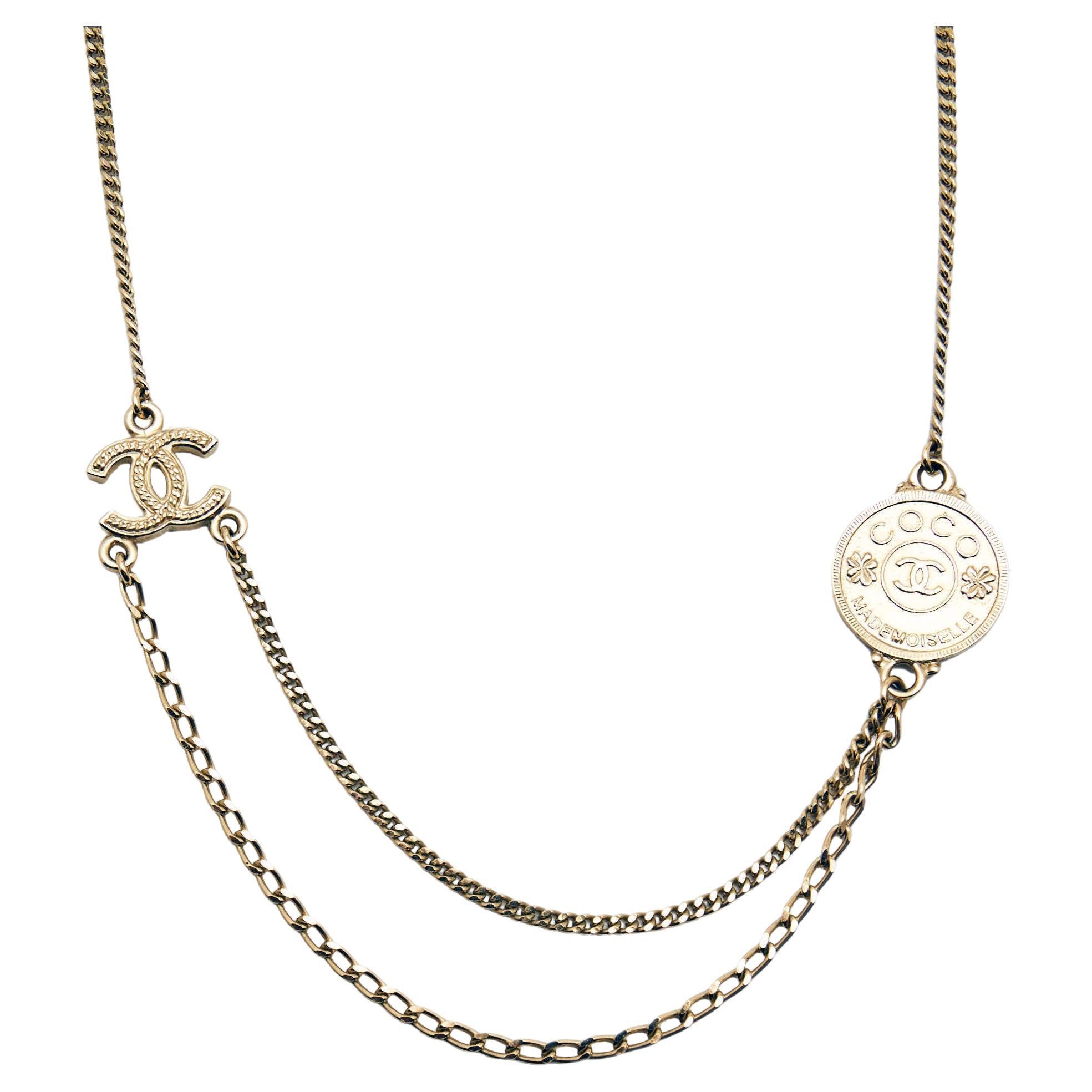Chanel CC Coco Gold Tone Necklace For Sale