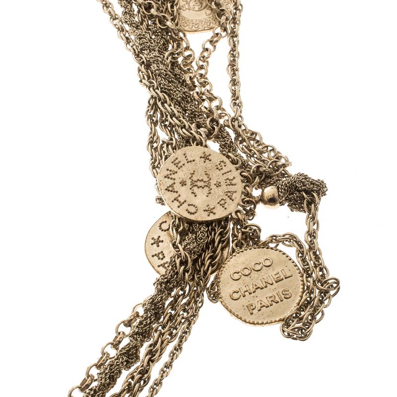 Chanel CC Coin Charm Multi Chain Gold Tone Belt / Necklace In Excellent Condition In Dubai, Al Qouz 2