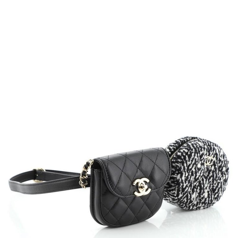 Chanel CC Coin Purse and Waist Bag Lambskin and Tweed at 1stDibs