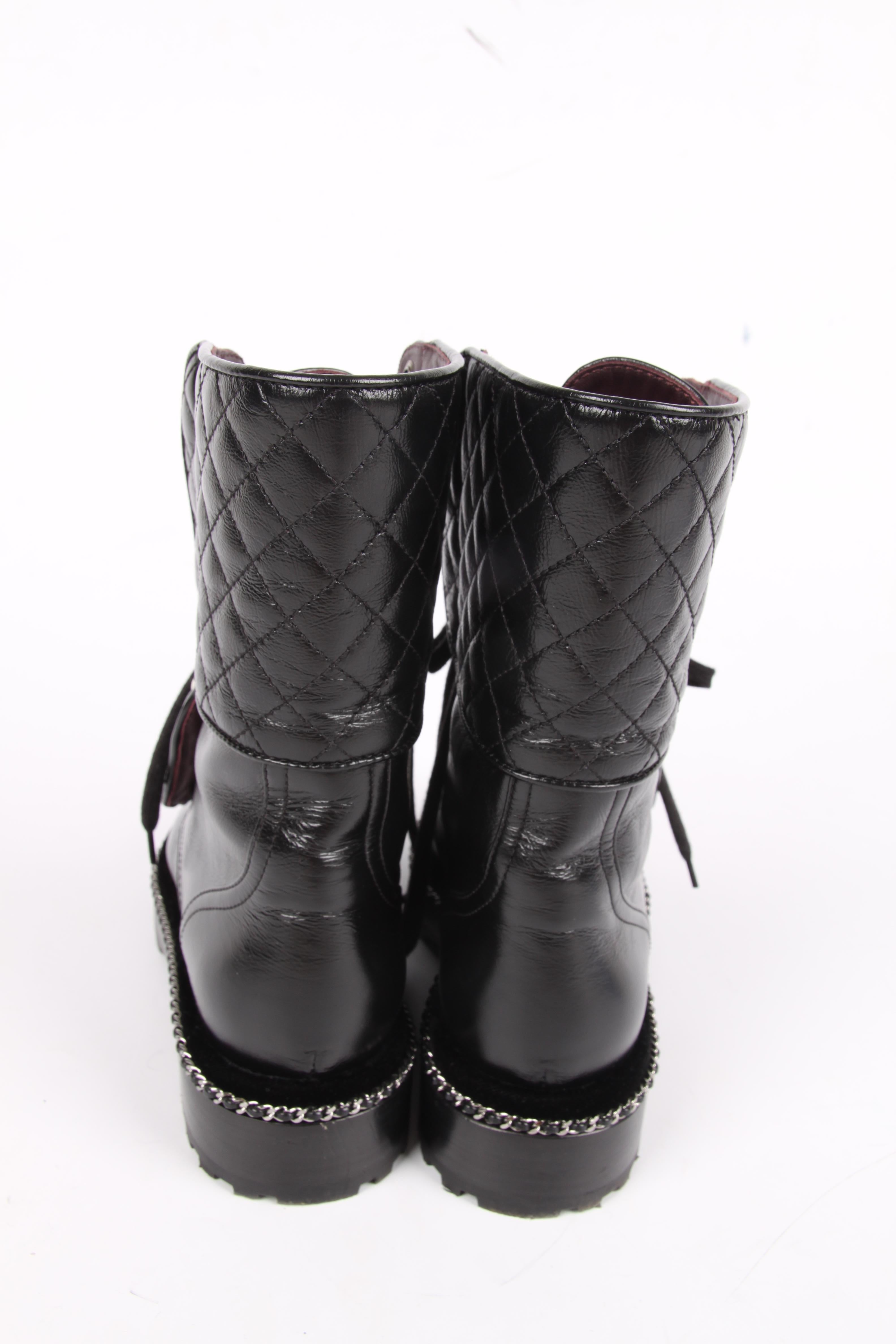 chanel pearl combat boots