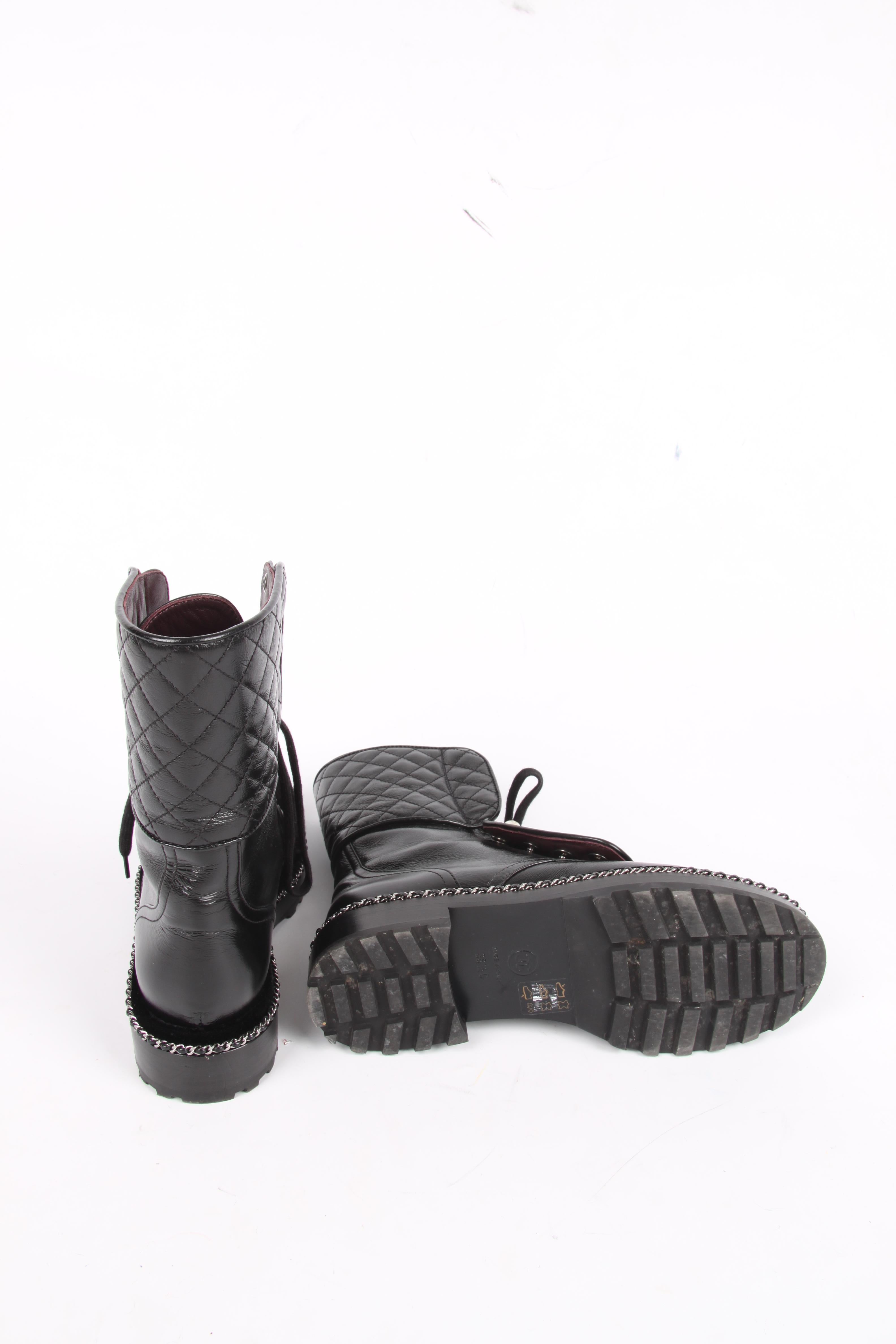Black Chanel CC Combat Boots - black