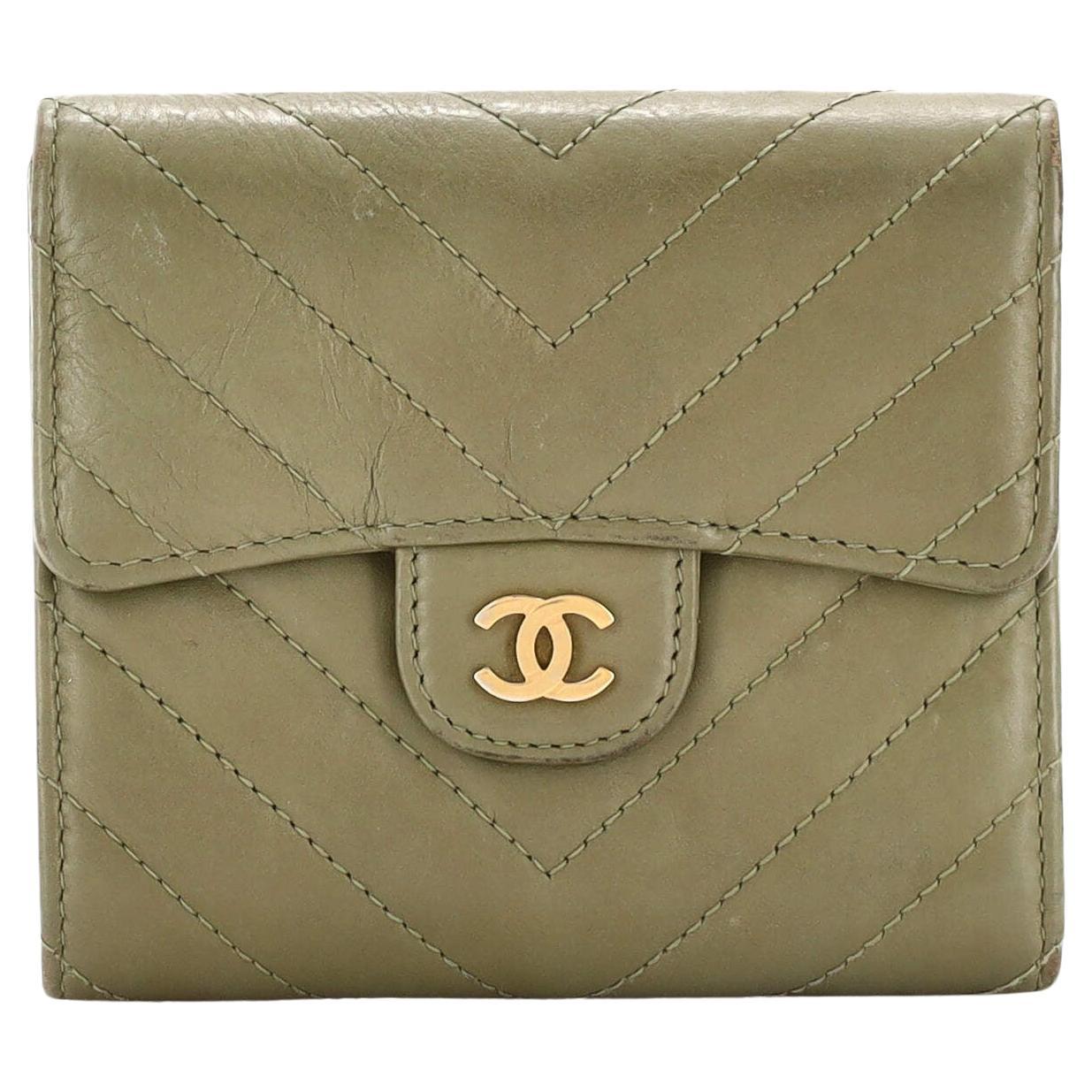 Chanel CC Compact Classic Flap Wallet Chevron Lambskin