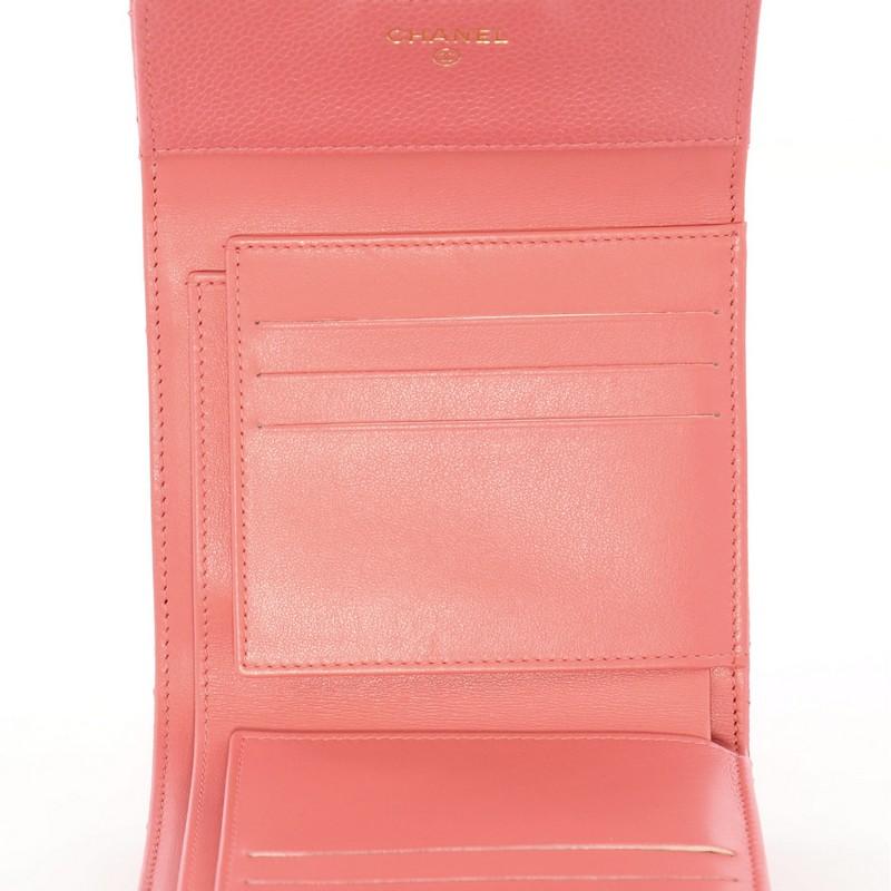Pink Chanel CC Compact Classic Flap Wallet Quilted Caviar