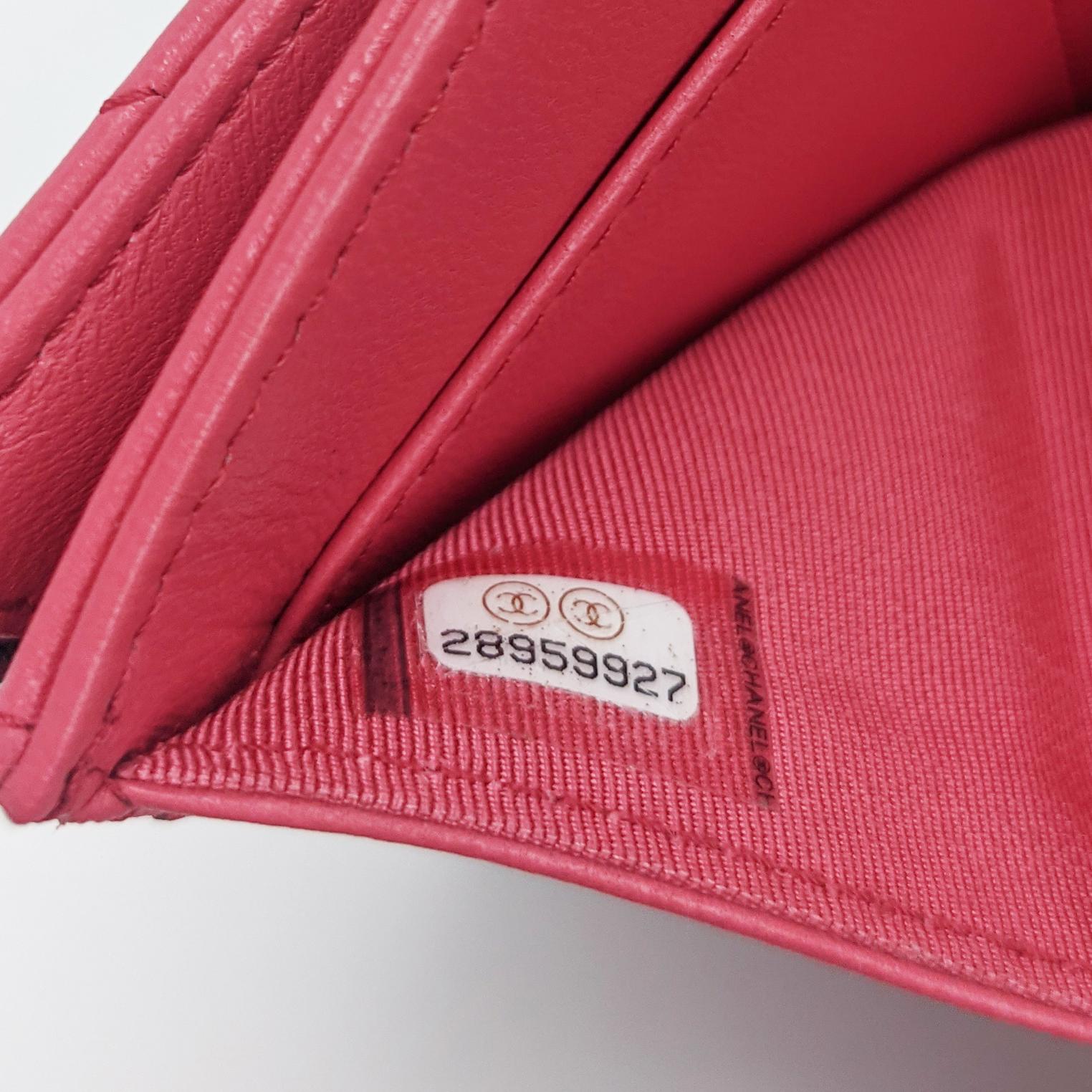 Women's Chanel CC Compact Tri-Fold Pink Lambskin Wallet