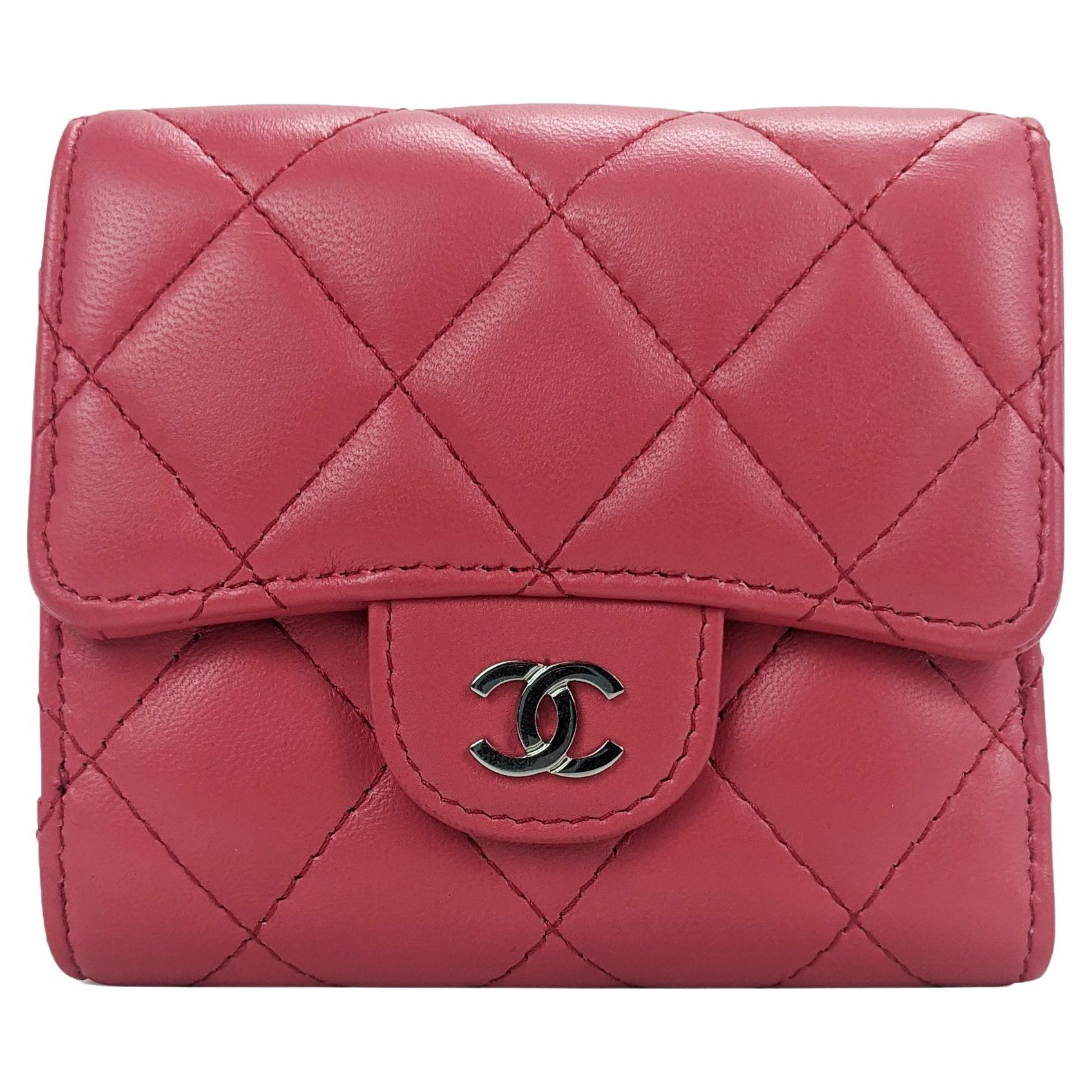 Chanel CC Compact Tri-Fold Pink Lambskin Wallet