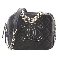 Chanel CC Convertible Chain Camera Bag Quilted Lambskin with Studded Detail