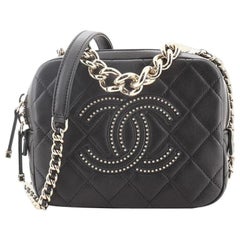 Chanel CC Convertible Chain Camera Bag Quilted Lambskin with Studded Detail